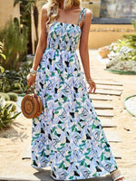 Maxi Jurk met Tropische Print en Elastische Taille - Maxi Dresses - Jurkjes.co