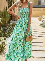 Maxi Jurk met Tropische Print en Elastische Taille - Maxi Dresses - Jurkjes.co
