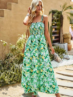 Maxi Jurk met Tropische Print en Elastische Taille - Maxi Dresses - Jurkjes.co