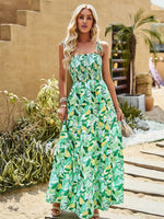 Maxi Jurk met Tropische Print en Elastische Taille - Maxi Dresses - Jurkjes.co