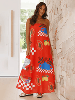 Maxi Jurk met Tropische Print en Strapless Design - Maxi Dresses - Jurkjes.co
