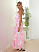 Maxi Jurk met Tropische Print en Strapless Design - Maxi Dresses - Jurkjes.co