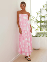 Maxi Jurk met Tropische Print en Strapless Design - Maxi Dresses - Jurkjes.co