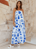 Maxi Jurk met Tropische Print en Strapless Design - Maxi Dresses - Jurkjes.co