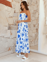 Maxi Jurk met Tropische Print en Strapless Design - Maxi Dresses - Jurkjes.co