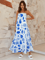 Maxi Jurk met Tropische Print en Strapless Design - Maxi Dresses - Jurkjes.co
