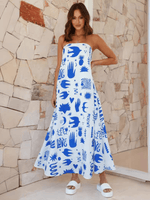 Maxi Jurk met Tropische Print en Strapless Design - Maxi Dresses - Jurkjes.co