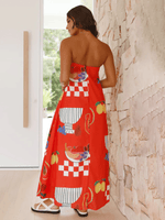 Maxi Jurk met Tropische Print en Strapless Design - Maxi Dresses - Jurkjes.co