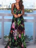 Maxi Jurk met Tropische Print en V-hals - Maxi Dresses - Jurkjes.co
