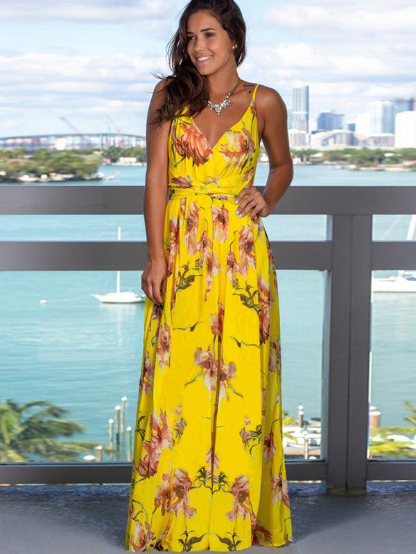 Maxi Jurk met Tropische Print en V-hals - Maxi Dresses - Jurkjes.co