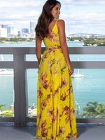 Maxi Jurk met Tropische Print en V-hals - Maxi Dresses - Jurkjes.co
