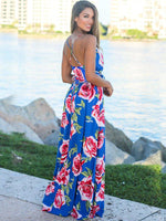 Maxi Jurk met Tropische Print en V-hals - Maxi Dresses - Jurkjes.co