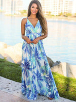 Maxi Jurk met Tropische Print en V-hals - Maxi Dresses - Jurkjes.co