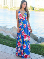 Maxi Jurk met Tropische Print en V-hals - Maxi Dresses - Jurkjes.co