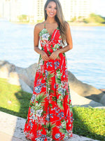 Maxi Jurk met Tropische Print en V-hals - Maxi Dresses - Jurkjes.co