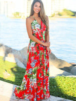Maxi Jurk met Tropische Print en V-hals - Maxi Dresses - Jurkjes.co