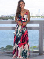 Maxi Jurk met Tropische Print en V-hals - Maxi Dresses - Jurkjes.co