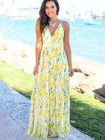 Maxi Jurk met Tropische Print en V-hals - Maxi Dresses - Jurkjes.co