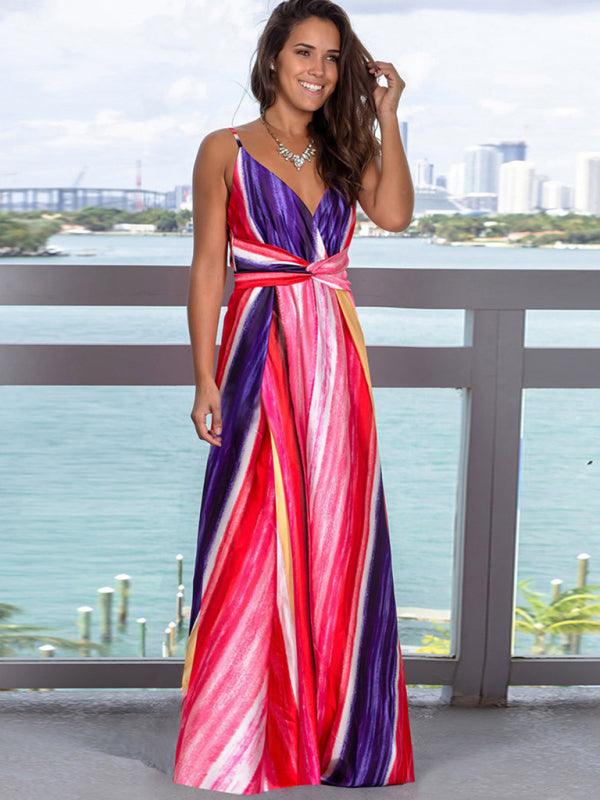 Maxi Jurk met Tropische Print en V-hals - Maxi Dresses - Jurkjes.co