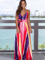 Maxi Jurk met Tropische Print en V-hals - Maxi Dresses - Jurkjes.co