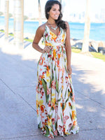 Maxi Jurk met Tropische Print en V-hals - Maxi Dresses - Jurkjes.co