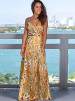 Maxi Jurk met Tropische Print en V-hals - Maxi Dresses - Jurkjes.co