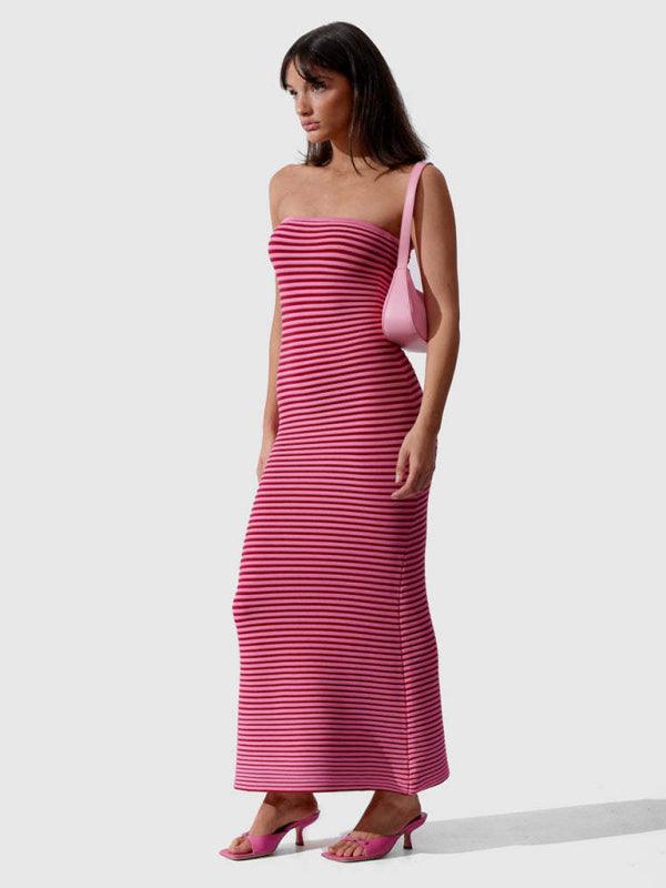 Maxi Jurk met Tube-Top en Gestreept Patroon - Maxi Dresses - Jurkjes.co