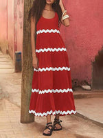 Maxi Jurk met U-hals en Golfstreep - Maxi Dresses - Jurkjes.co