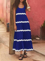 Maxi Jurk met U-hals en Golfstreep - Maxi Dresses - Jurkjes.co
