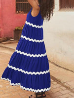 Maxi Jurk met U-hals en Golfstreep - Maxi Dresses - Jurkjes.co
