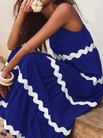 Maxi Jurk met U-hals en Golfstreep - Maxi Dresses - Jurkjes.co