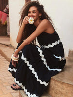 Maxi Jurk met U-hals en Golfstreep - Maxi Dresses - Jurkjes.co