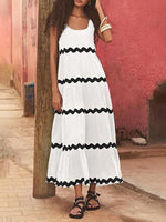 Maxi Jurk met U-hals en Golfstreep - Maxi Dresses - Jurkjes.co