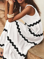 Maxi Jurk met U-hals en Golfstreep - Maxi Dresses - Jurkjes.co