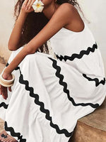 Maxi Jurk met U-hals en Golfstreep - Maxi Dresses - Jurkjes.co