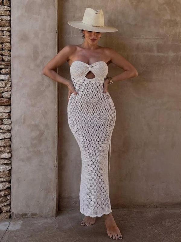 Maxi Jurk met Uitsnijding en Gehaakt Patroon - Group12 - Jurkjes.co