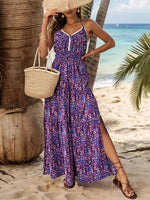 Maxi Jurk met V-hals en Abstracte Print - Maxi Dresses - Jurkjes.co