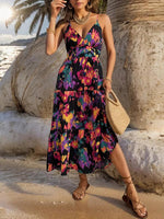 Maxi Jurk met V-hals en Abstracte Print - Midi Dresses - Jurkjes.co
