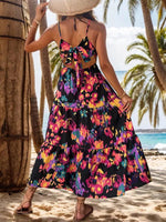 Maxi Jurk met V-hals en Abstracte Print - Midi Dresses - Jurkjes.co