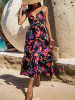 Maxi Jurk met V-hals en Abstracte Print - Midi Dresses - Jurkjes.co