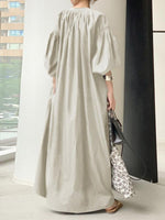 Maxi Jurk met V-hals en Ballonmouwen - Maxi Dresses - Jurkjes.co