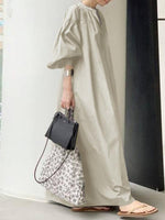 Maxi Jurk met V-hals en Ballonmouwen - Maxi Dresses - Jurkjes.co