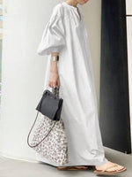 Maxi Jurk met V-hals en Ballonmouwen - Maxi Dresses - Jurkjes.co