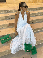 Maxi Jurk met V-hals en Bloemenontwerp - Maxi Dresses - Jurkjes.co