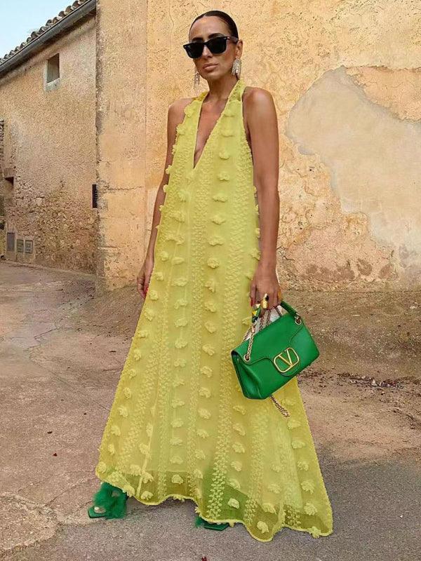 Maxi Jurk met V-hals en Bloemenontwerp - Maxi Dresses - Jurkjes.co