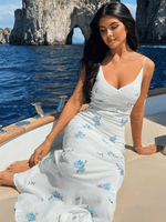 Maxi Jurk met V-hals en Bloemenprint - Group13 - Jurkjes.co