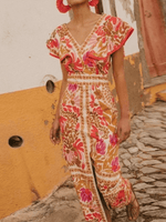 Maxi Jurk met V-hals en Bloemenprint - Group5 - Jurkjes.co