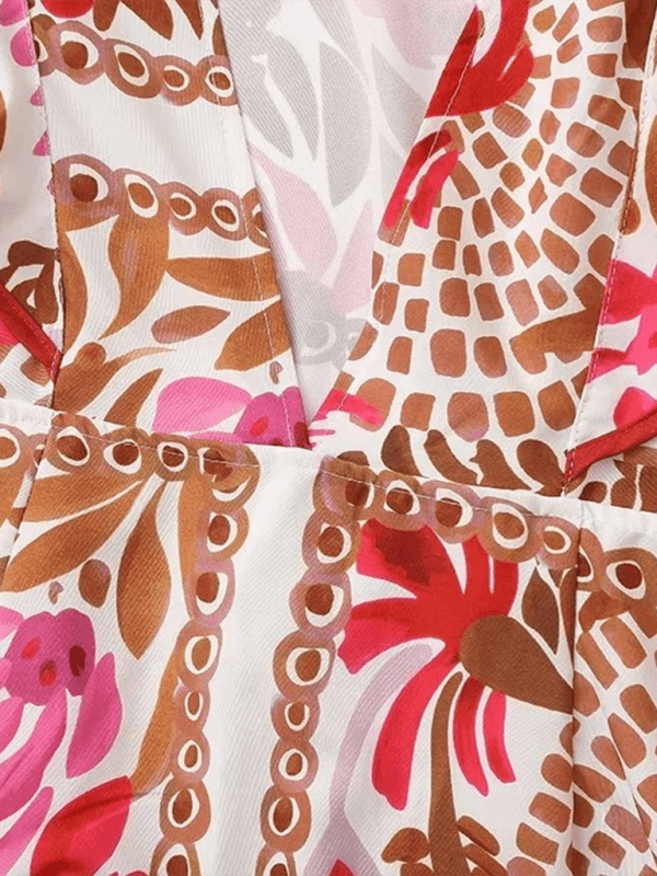 Maxi Jurk met V-hals en Bloemenprint - Group5 - Jurkjes.co