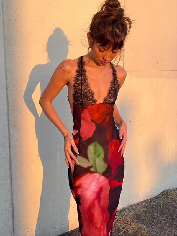 Maxi Jurk met V-hals en Bloemenprint - Group6 - Jurkjes.co