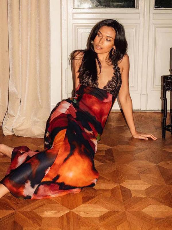 Maxi Jurk met V-hals en Bloemenprint - Group6 - Jurkjes.co